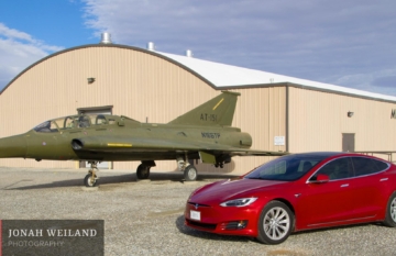 My Tesla Model S at the Mojave Air & Space Port. Taken with a Canon 7D Mark 2.