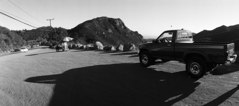 My 1994 Toyota 4x4 Truck on Kanan Rd. in Malibu. Photo by Jonah Weiland, shot on a Widelux F7.