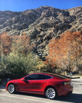 My Tesla Model S at the Palm Springs Aerial Tramway.